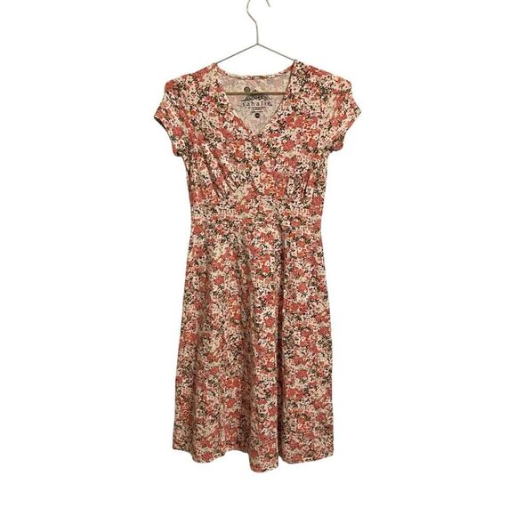 Sahalie V Neck Fit & Flair Short Sleeve Floral dress PXS - Picture 1 of 6
